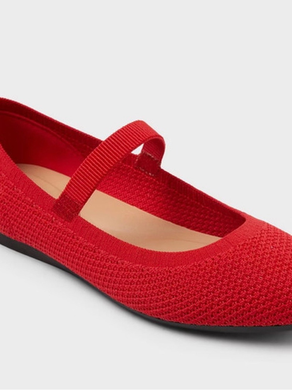 a new day Red Knit Mary Jane Flat with Elastic Strap